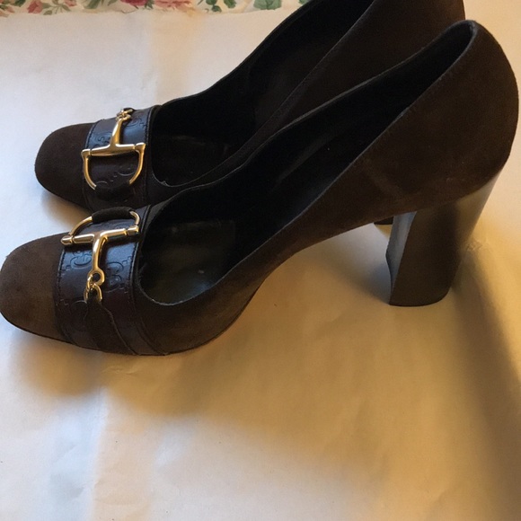 Gucci Pumps Chocolate Brown w/Silver Horse Bit Excellent Condition Size 10 - Picture 7 of 8